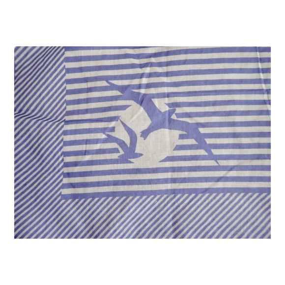 Neusteters Blue White Cotton Seagull Scarf Made in Italy 22" Sq MCM Original Tag - Picture 3 of 16